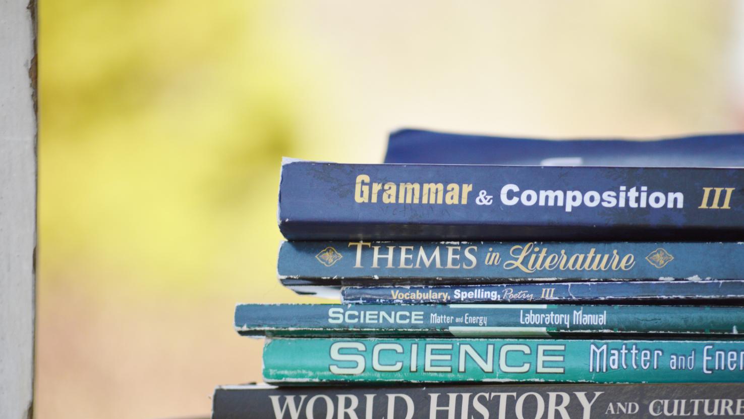 Stack of language books