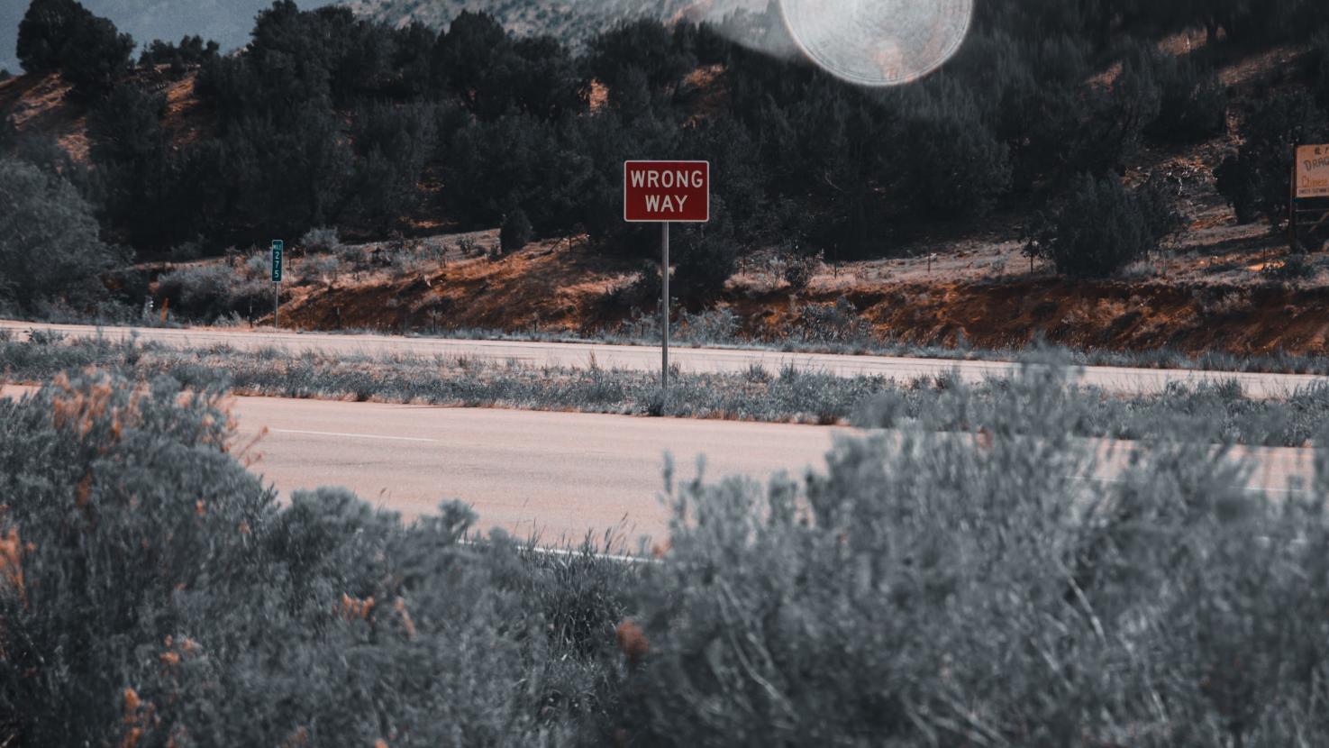 Wrong Way sign