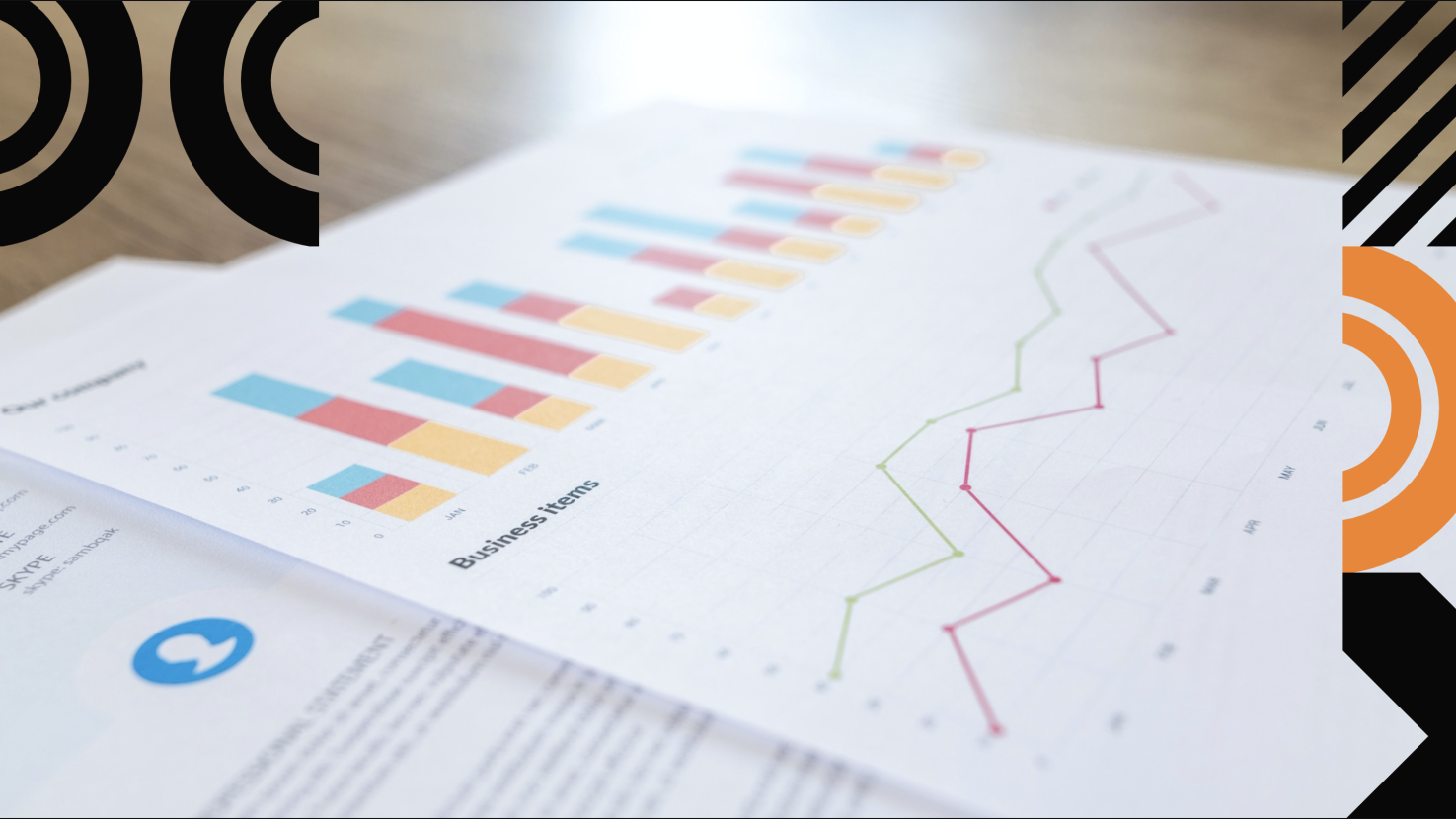 Graphs and charts showing business results