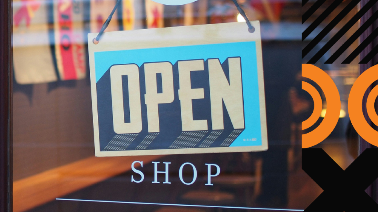 Open sign on a shop