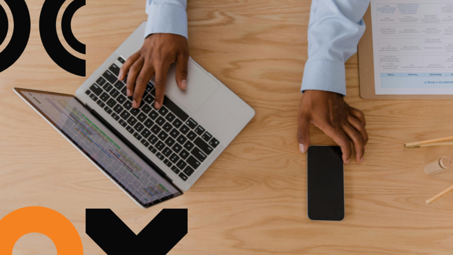 Laptop and Phone on a desk